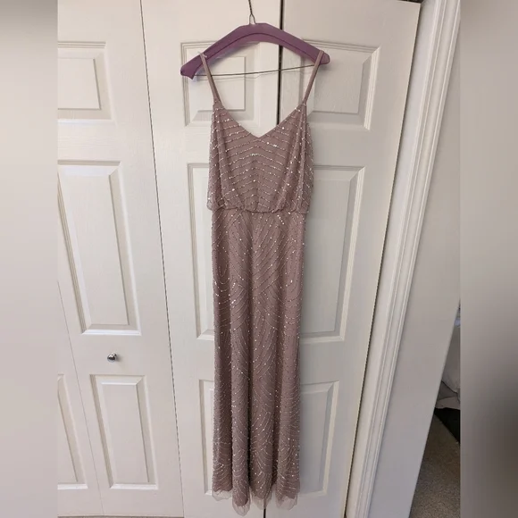 adrianna papell long beaded dress silver Adrianna Papell main image 0